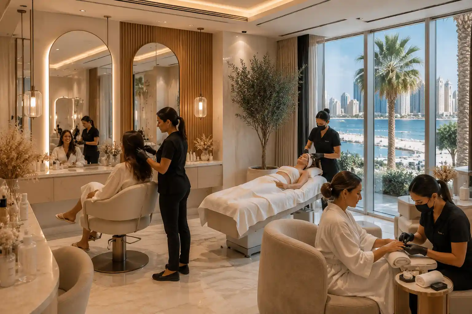 Luxury beauty and wellness salon interior at JBR Dubai