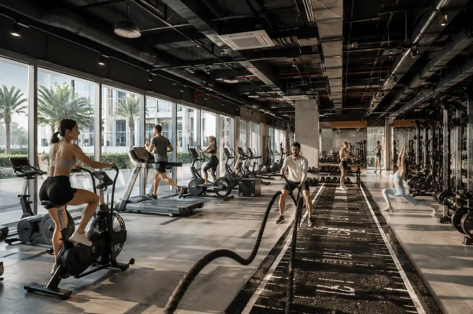 Interior of a modern fitness gym in Dubai Silicon Oasis