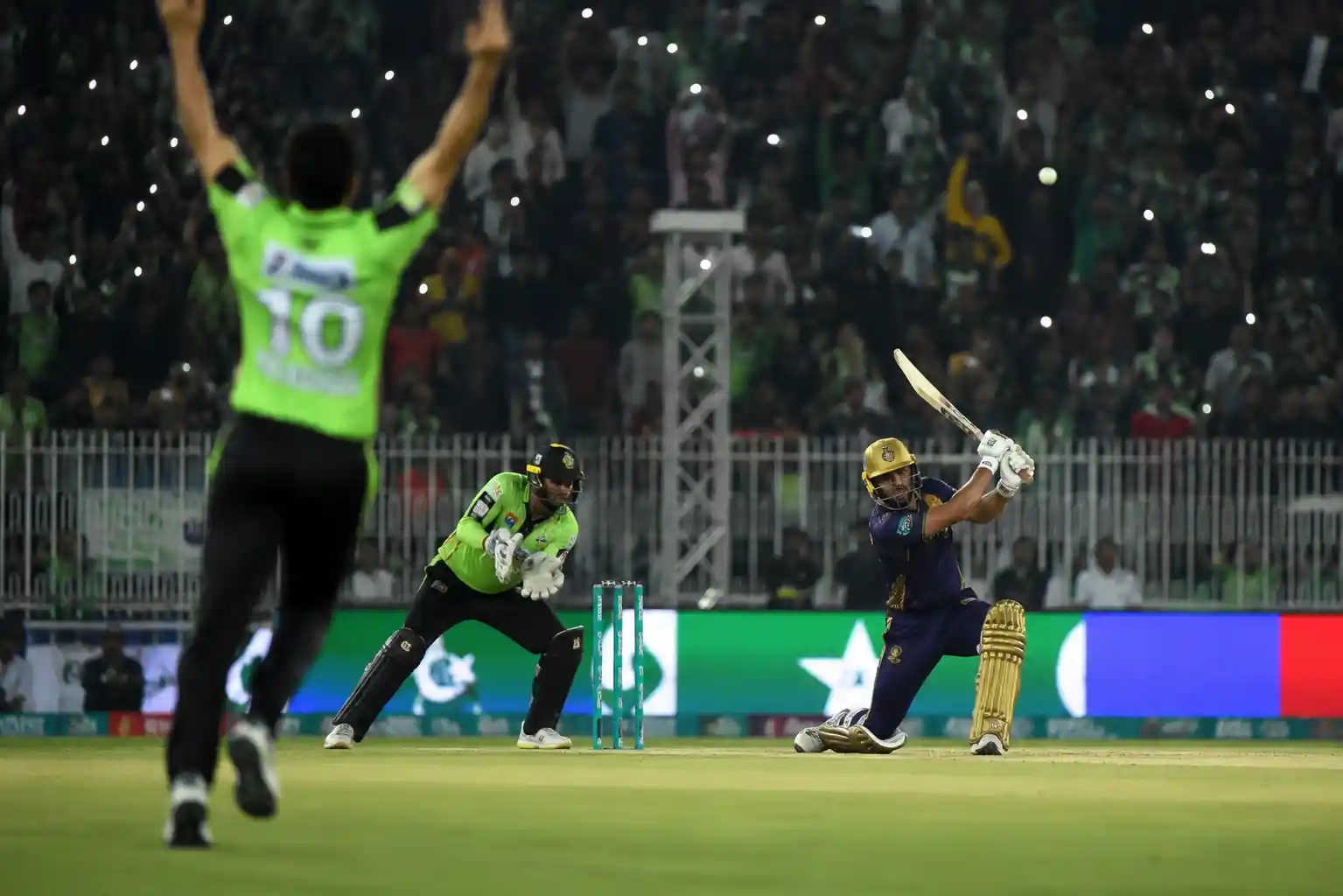 Pakistan Super League cricket match in a crowded stadium
