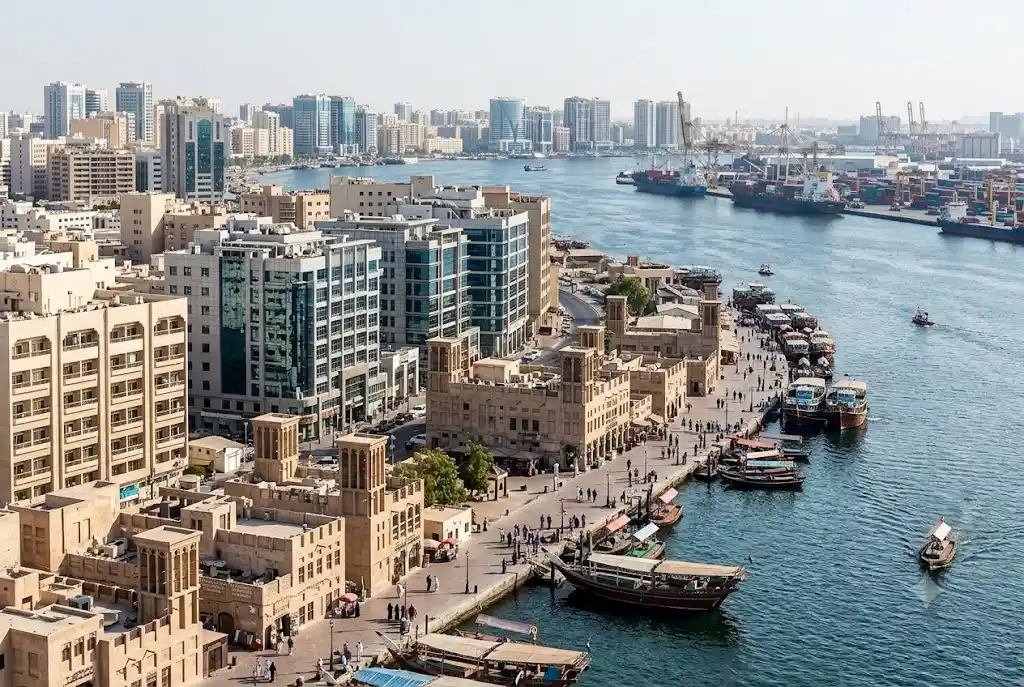 Waterfront view of Al Hamriya Dubai near Dubai Creek and Hamriya Port