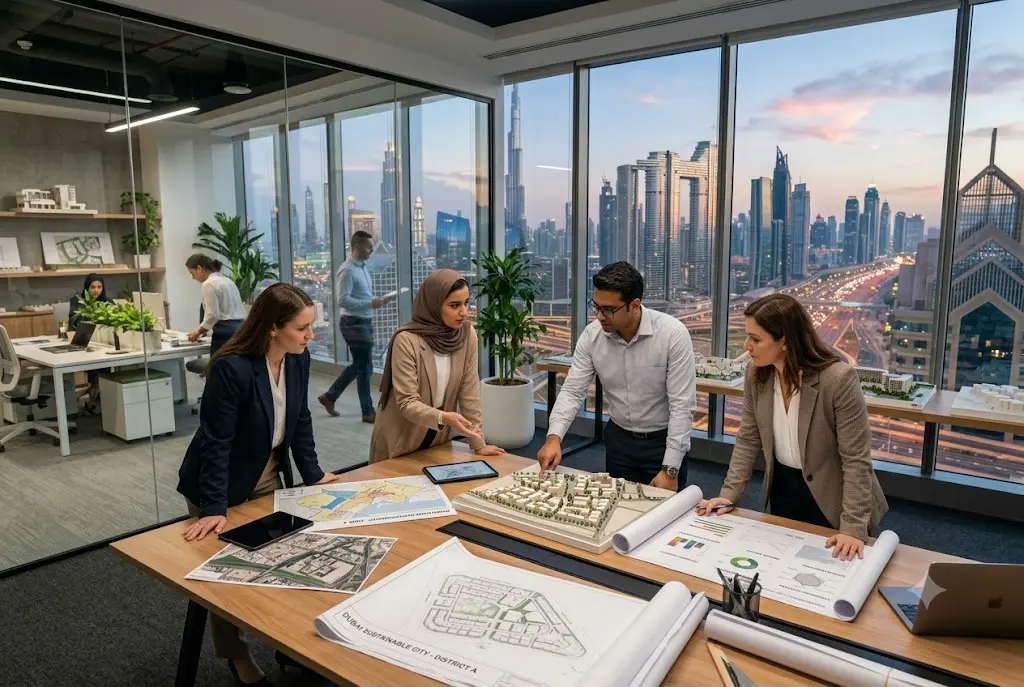 Professionals working on municipal planning and development projects in Dubai