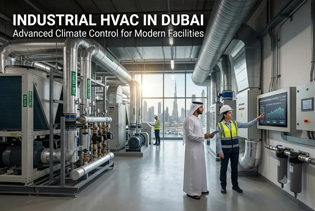 Modern industrial HVAC system operating inside a commercial facility in Dubai