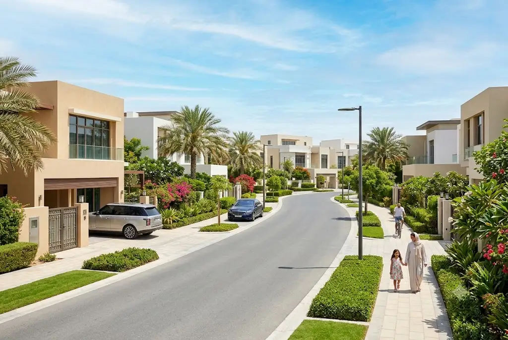 Luxury villas and residential streets in Umm Al Sheif Dubai