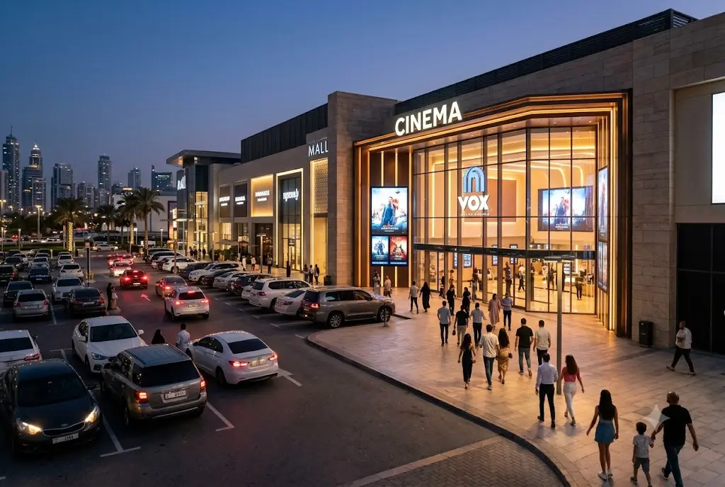 cinema parking area near a popular movie theater in Dubai