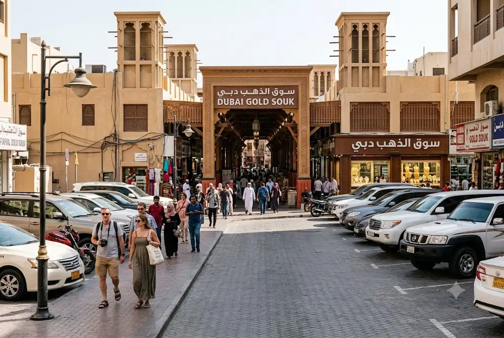 gold souk parking facilities near Dubai's famous jewelry market