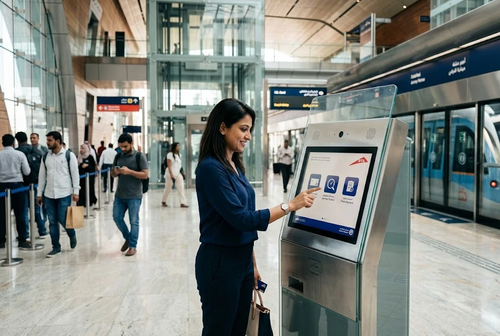 RTA smart kiosk being used by a commuter in Dubai
